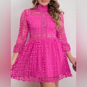 Hot Pink Sheer Panel Dress Size 2X